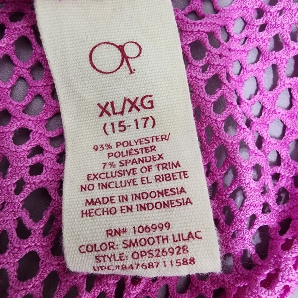 OP Ocean Pacific Crochet Swim Cover Up Dress Smooth Lilac XL 15-17